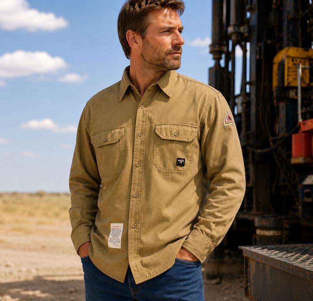 Bulwark Work Shirt Mens 3XL Long Tan Khaki Flame Resistant FR Utility